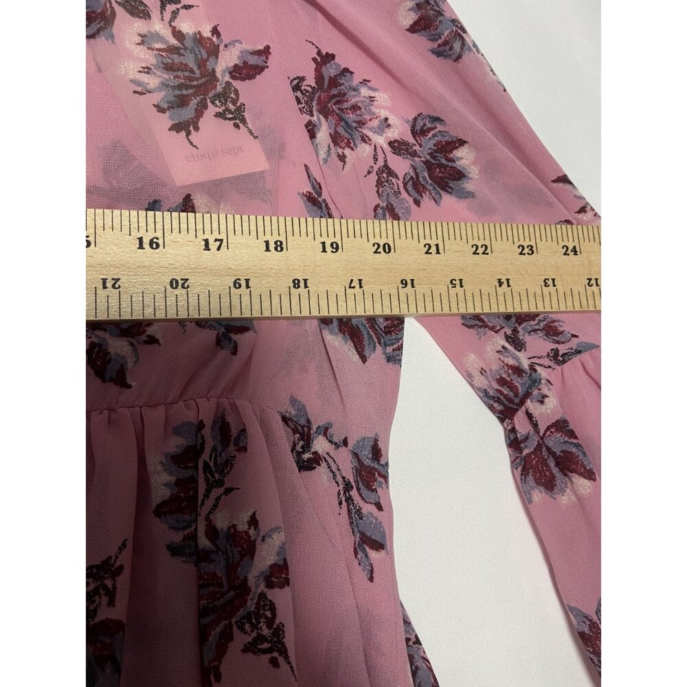 Cinq À Sept Women Sz 6 Tiered Ruffle Pink Floral Dress Billowy Long Sleeves $395 - Picture 10 of 16